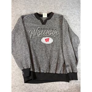 VINTAGE 90s Lee Sport Wisconsin Badgers Sweatshirt Men Medium Gray NCAA Football